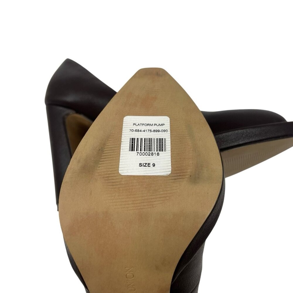 Gabrielle Union Platform Pumps Size 9 Brown Faux Leather Chunky Block Heel - Picture 9 of 10